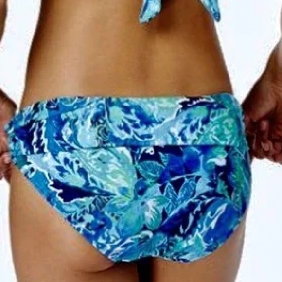 EUC Lauren Ralph Lauren Exotic Paisley Solids Hipster Swim Bottom Size 14 - Picture 2 of 9